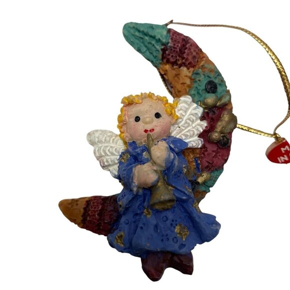 Santas and Angels on Stars and Moons Christmas Ornaments 6 Pieces 2.5" - Picture 6 of 10